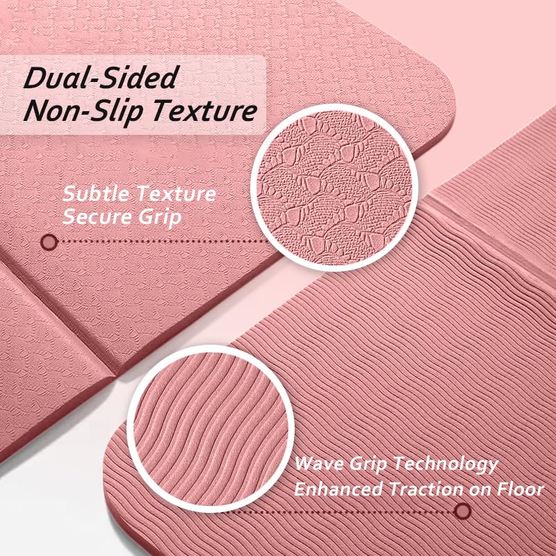 Portable Foldable Yoga Mat – Dual-Sided Non-Slip TPE Exercise Mat for Yoga, Pilates, Kids Nap & Travel (Black) | Other Colors Available in Store