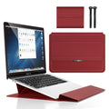 Red 3-in-1 Laptop Sleeve with Built-In Stand & Wrist Rest – Waterproof PU Protective Case for 15/16 Inch Laptops, Portable and Ergonomic Design