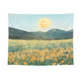 Sun and Flower Motifs Wall Tapestry 200x150cm - Soft Plush Fabric Hanging for Bedroom, Living Room, Dorm Decor - Includes Mounting Kit for Easy Installation